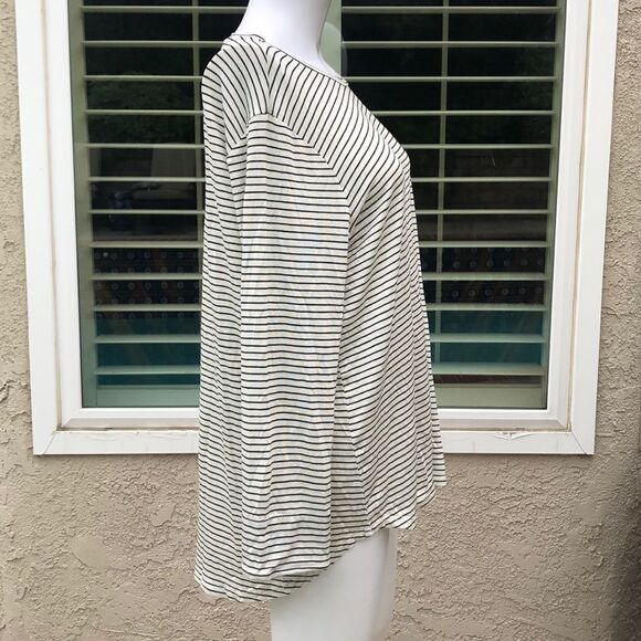 Gibson White/Blue Stripes Long Sleeve Top Sz L - Picture 5 of 8